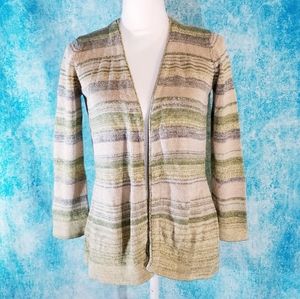 Moda Green Striped Sweater Cardigan